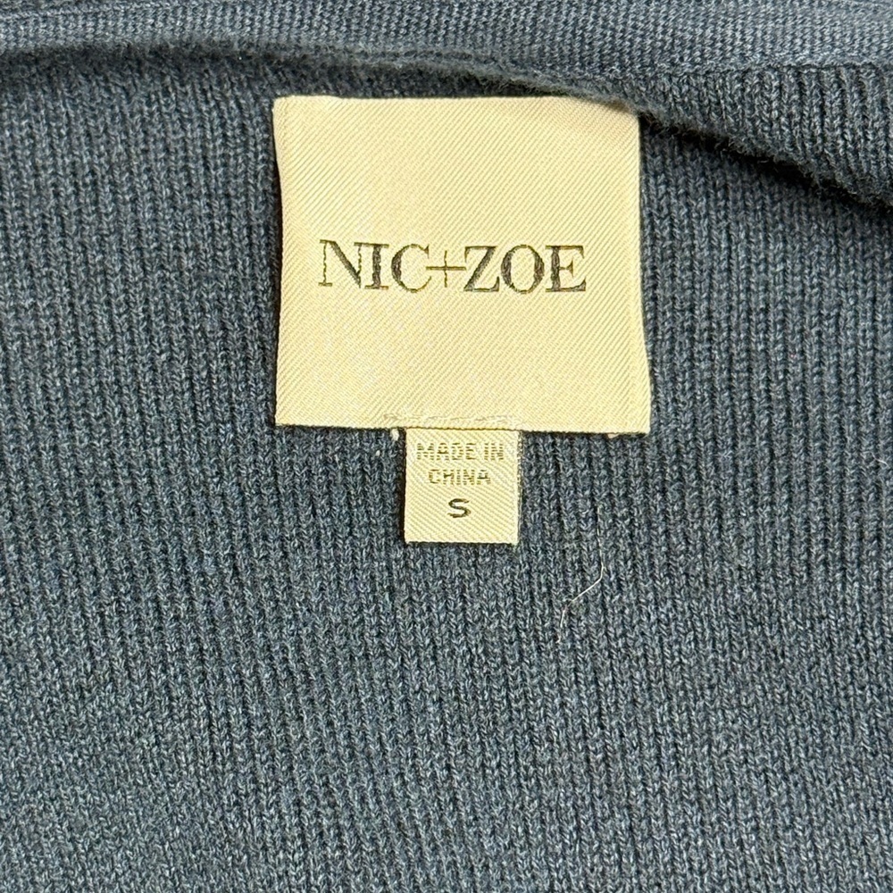 NIC+ZOE Blue Cardigan Sweater V-Neck Fitted FEMME SLEEVE JACKET size Small - Picture 12 of 13